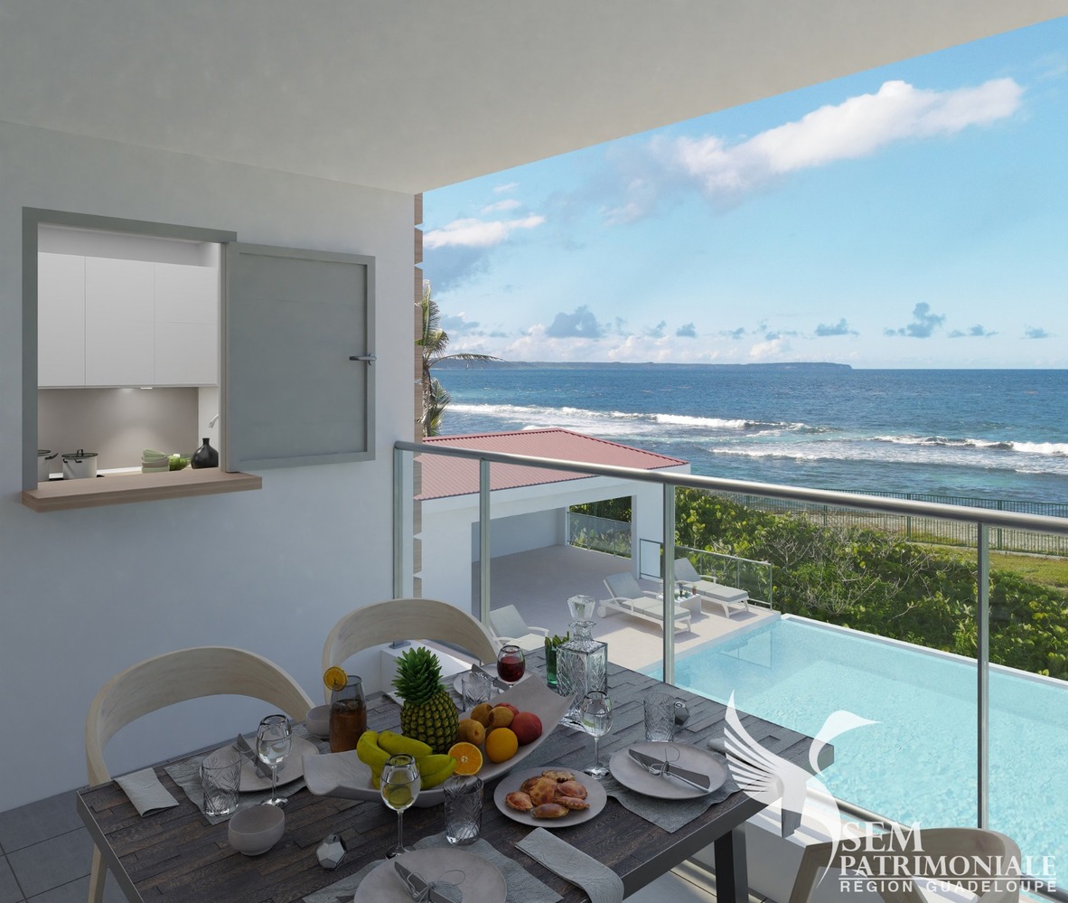 Vue mer terrasse Résidence Corail